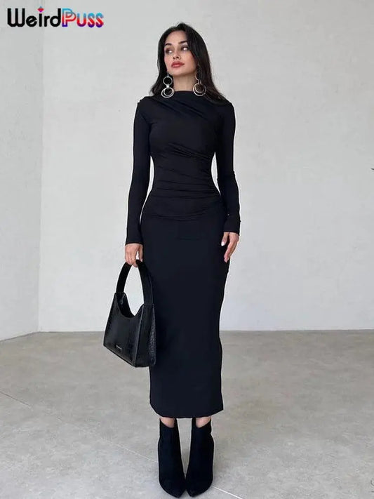 Robe noire femme manche longue Ma boutique