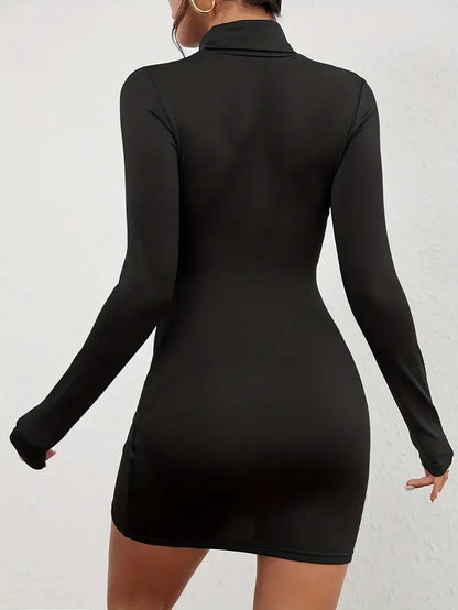 Robe courte femme manche longue noire