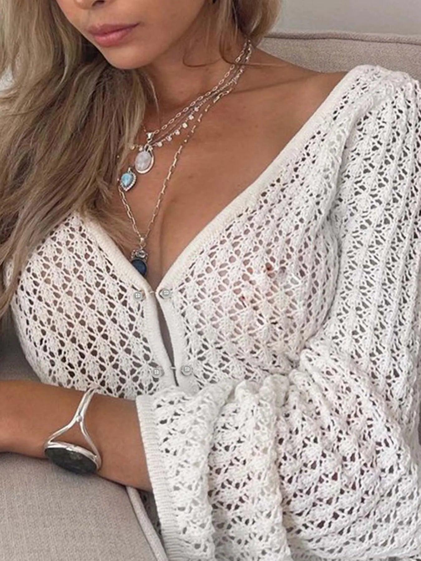 Robe blanche crochet femme